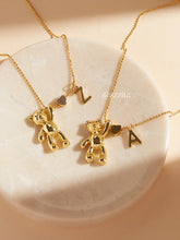 Custom Initial Teddy Bear Necklace